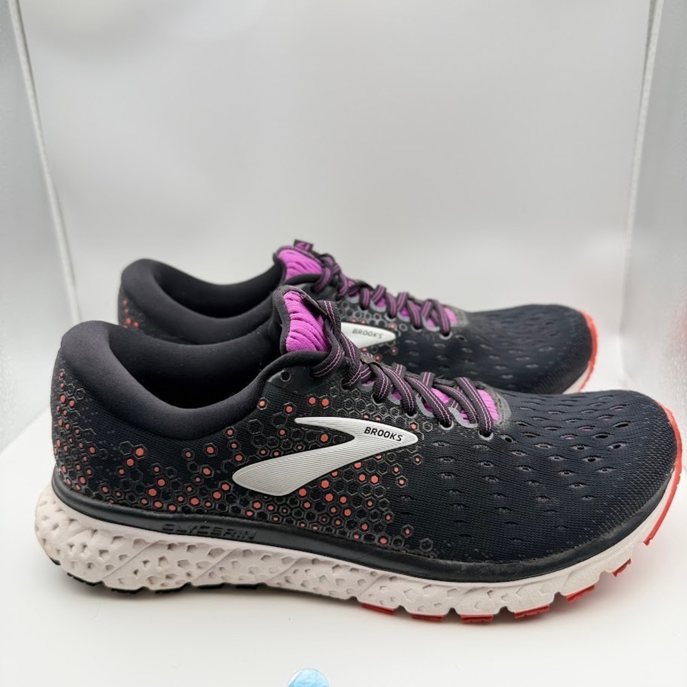 Brooks Glycerin 17 Running Shoes Womens 10.5 Narrow Black Purple Coral Lace Up - Picture 4 of 11